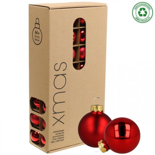 Floristik24 Weihnachtskugeln Glas Rot Glaskugeln Matt/Glänzend Ø4cm 60St