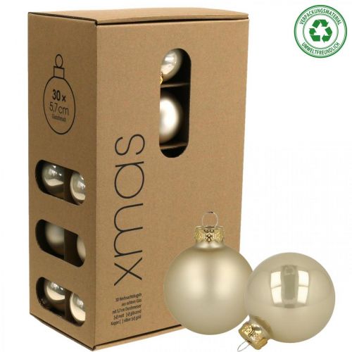 Floristik24 Weihnachtskugeln Glas Creme Matt Glänzend Ø5,5cm 26St
