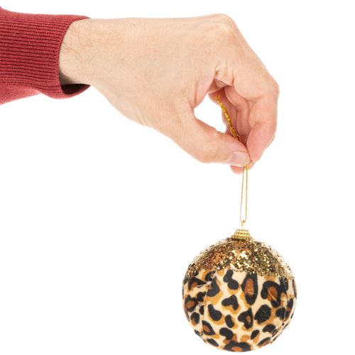 Weihnachtskugel Leopard Muster mit goldenem Glitzer 7cm 3St | Floristik24.de