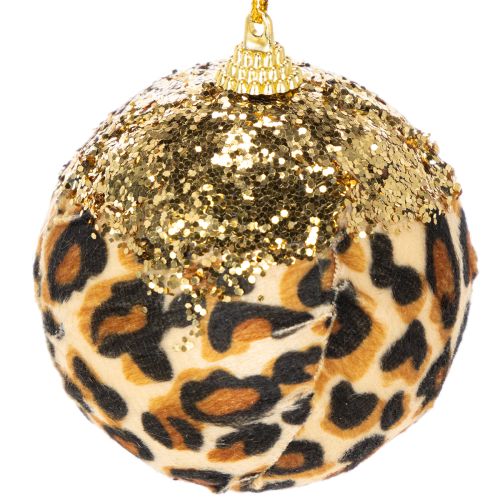Weihnachtskugel Leopard Muster mit goldenem Glitzer 7cm 3St | Floristik24.de
