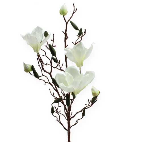 Magnolien Ast 118 cm creme weiß Kunstblumen Seidenblumen Real Touch Bodenvase