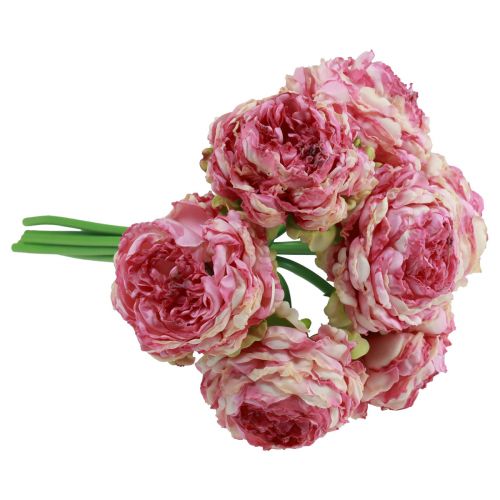 Floristik24 Kunstblumen Deko Künstliche Pfingstrosen Rosa Antik 27cm 7 St