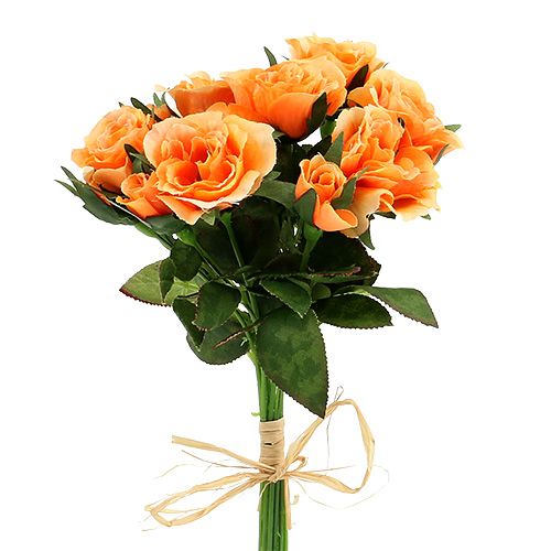 Floristik24 Kunstblumen Rosenstrauß Orange L26cm 3St