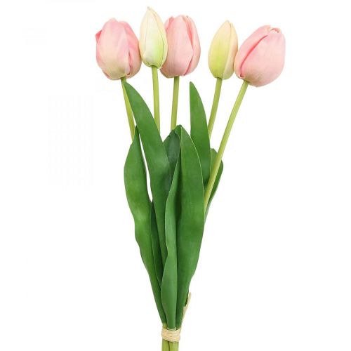 Artikel Kunstblumen Tulpe Rosa, Frühlingsblume 48cm 5er-Bund