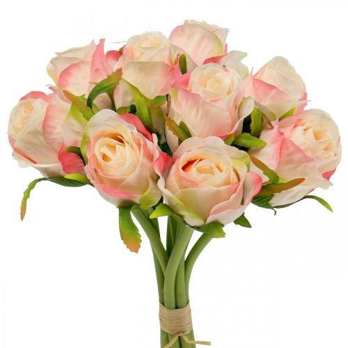Kunstrosen Rosa Apricot Künstliche Rosen 28cm Bund 9St