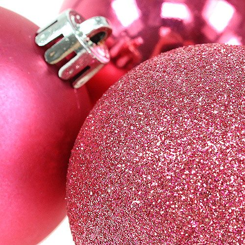 Floristik24 Kunststoff-Weihnachtskugeln Pink Ø6cm 10St