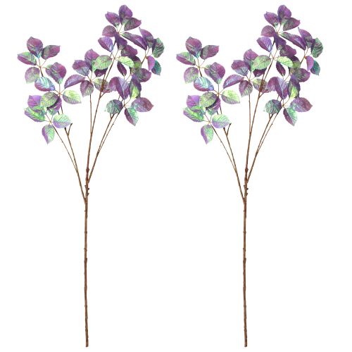 Floristik24 Kunstzweig Blätter Deko Violett Metallic L103cm 2St