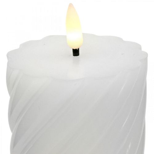 Floristik24 LED Kerze mit Timer Weiß Warmweiß Echtwachs Ø7,5cm H15cm