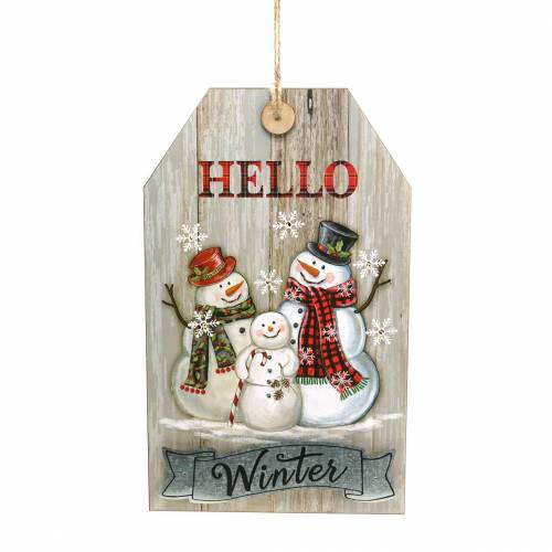 LED-Wandbild Schneemann „Hello Winter“ 23×38,5cm Für Batterie