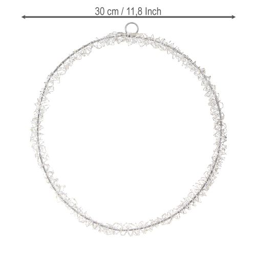 Artikel LED Ring Metall Deko zum Hängen Silber Warmweiß 30cm