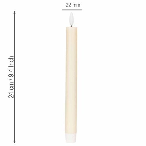 LED-Spitzkerze in Weiß mit warmweißem Licht 24cm mit Timer 2St | Floristik24.de