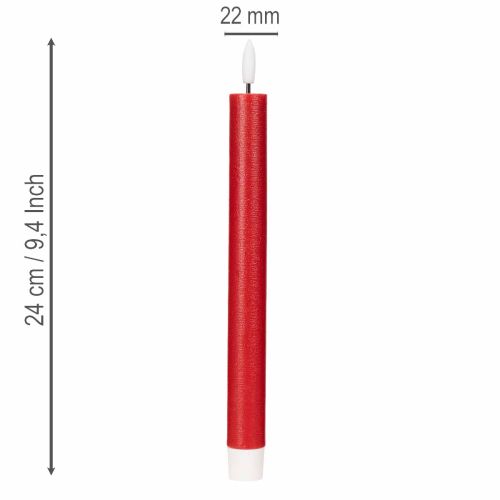 LED-Spitzkerze Rot mit warmweißem Licht 24cm 2St | Floristik24.de
