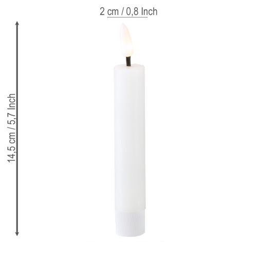 Artikel LED Stabkerze Weiße Wachskerze LED Warmweiß 14,5cm 2 St