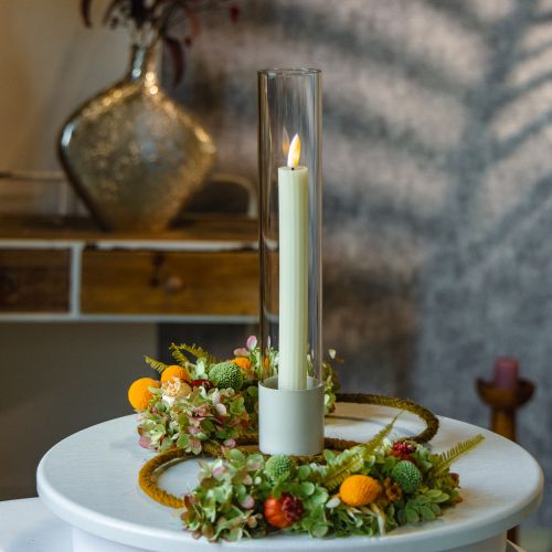LED Stabkerzen mit Timer creme 24,5cm 4er-Set