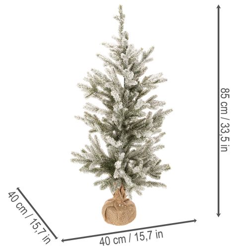 Künstlicher Tannenbaum beschneit im Jutesack 40 LED Für innen 85cm | Floristik24.de
