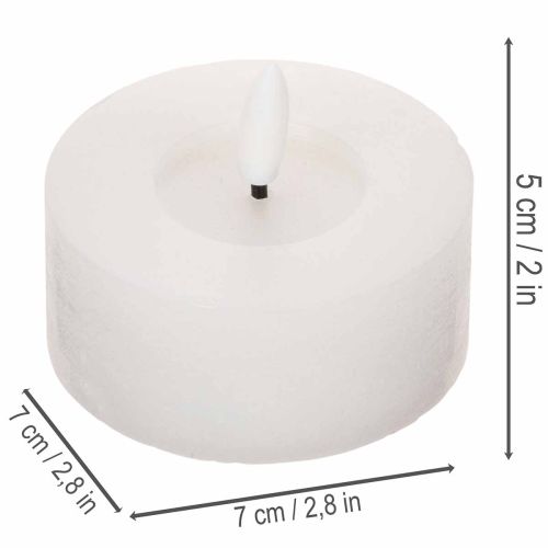 LED-XL-Teelicht Weiß Echtwachs mit Timer Warmweiß 6cm 2St | Floristik24.de