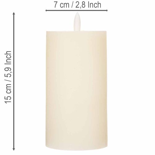 LED-Stumpenkerze aus Echtwachs in Weiß mit Timerfunktion Warmweiß 15cm | Floristik24.de