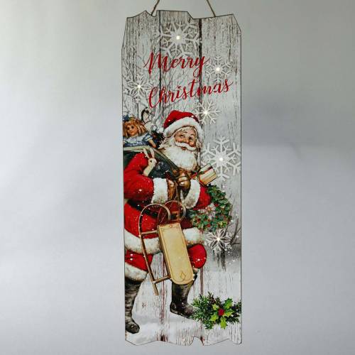 Floristik24 LED-Wandbild Weihnachtsmann „Merry Christmas“ 21×60cm Für Batterie