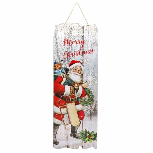 Floristik24 LED-Wandbild Weihnachtsmann „Merry Christmas“ 21×60cm Für Batterie