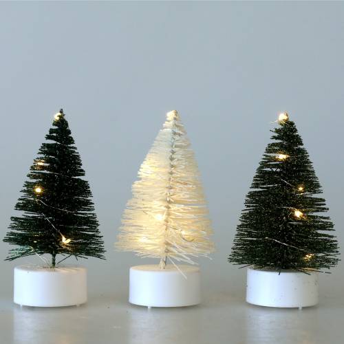 Artikel LED Weihnachtsbaum Grün / Weiß 10cm 3St