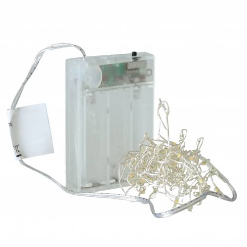 Floristik24 LED-Lichterkette Warmweiß Silbern 100cm 100L Für Batterie
