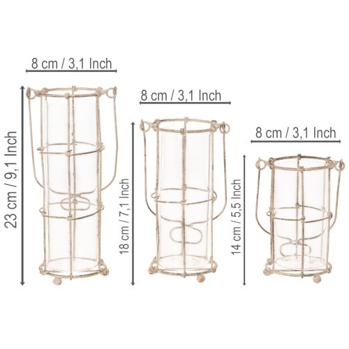 Laterne Garten, Metall Windlicht Ø8,5cm H23/18,5/14,5cm 3er-Set | Floristik24.de