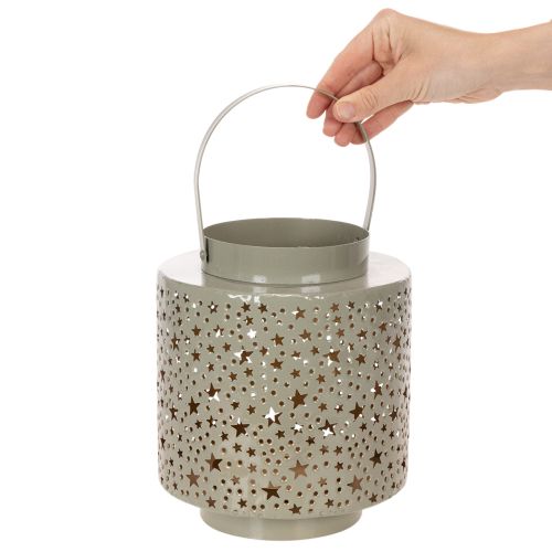 Laterne mit Sternenmuster Metall Grün 31cm | Floristik24.de