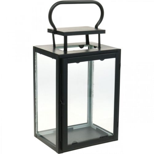 Floristik24 Deko Laterne Schwarz Metall, Glas rechteckig Windlicht 19x15x30,5cm