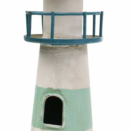 Artikel Leuchtturm Türkis, Weiß Ø10,5cm H35cm