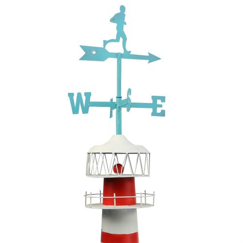Floristik24 Leuchtturm Rot Weiß mit Wetterfahne 90cm