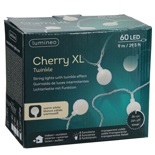 Artikel Lichterkette Kugeln Timer 60 LED Warmweiß innen außen 9m