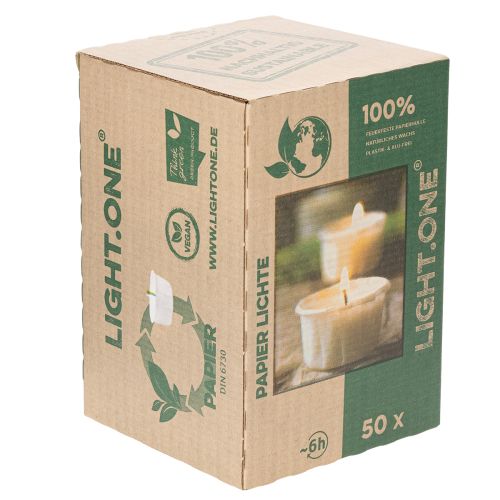 Artikel Teelicht in Papierhülle für festliche Anlässe und stimmungsvolle Momente Light One 4cm 50St