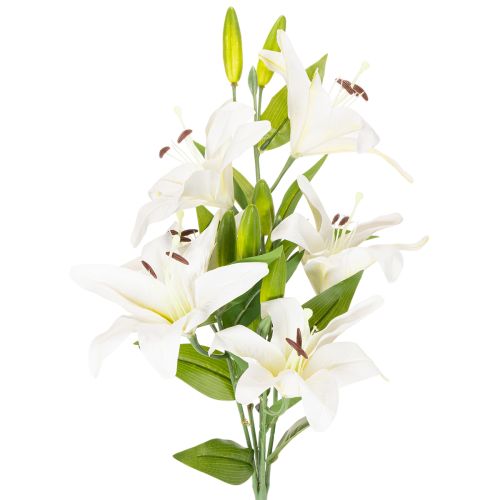 Lilien Kunstblume 6 weiße Blüten Realistischer Blütenzweig 66cm kaufen | Floristik24.de
