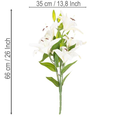 Lilien Kunstblume 6 weiße Blüten Realistischer Blütenzweig 66cm | Floristik24.de