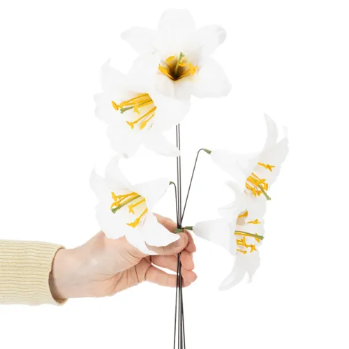 Kunstblume Lilie weiß am Draht Mittelgroß 35cm 5St | Floristik24.de