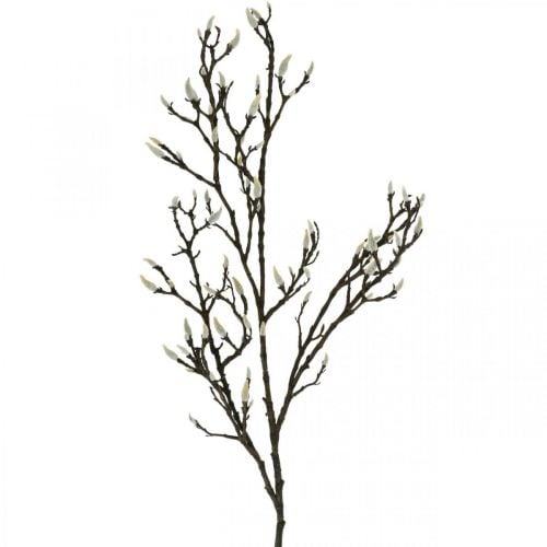 Künstlicher Magnolienzweig, Frühlingsdeko, Dekozweig mit Knospen Braun, Weiß L135cm