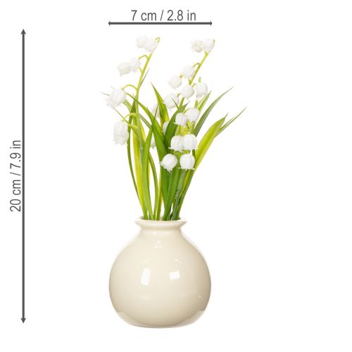 Kunstblumenstrauß Maiglöckchen in klassischer Vase ideal für Wohnraumdeko 20cm