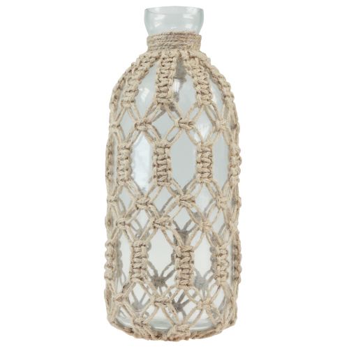 Artikel Makramee Flasche Glas Deko Vase Jute Natur Ø10,5cm H26cm
