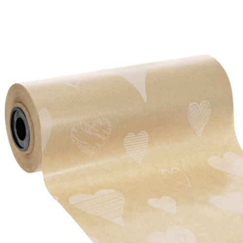 Manschettenpapier 25cm 100m Natur Herzen – Nassfestes Floristenpapier kaufen | Floristik24.de
