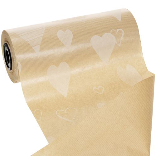 Manschettenpapier 25cm 100m Natur Herzen – Nassfestes Floristenpapier | Floristik24.de