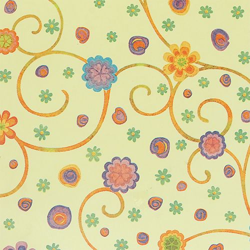 Floristik24 Manschettenpapier 25cm 100m Creme mit Blumen