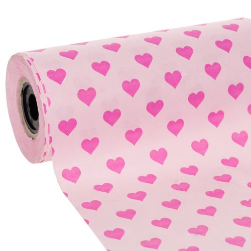 Manschettenpapier mit Herzmotiv Rosa 25cm 100m kaufen | Floristik24.de