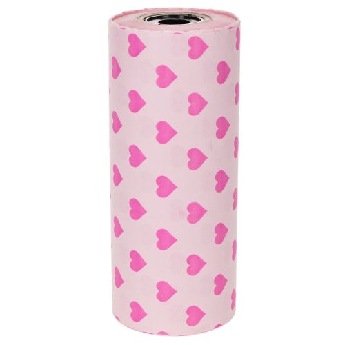 Manschettenpapier mit Herzmotiv Rosa 25cm 100m | Floristik24.de