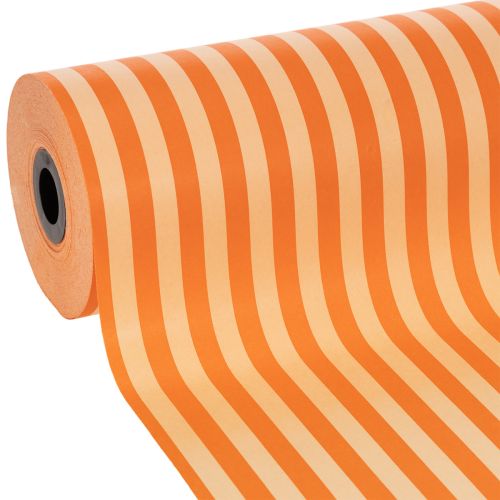 Manschettenpapier Rolle Orange gestreift 25cm 100m