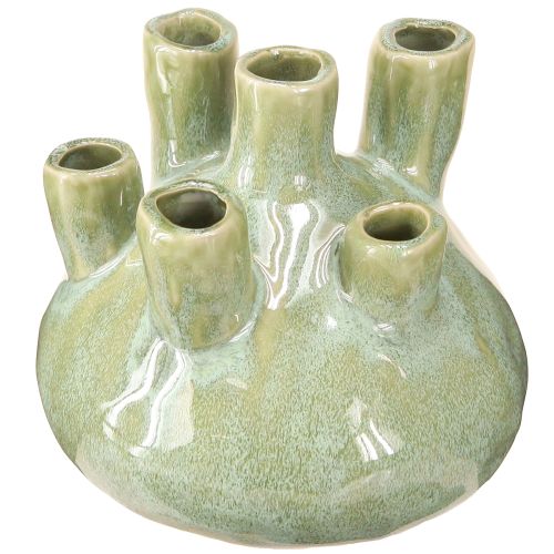 Floristik24 Maritime Deko Vase Korallen Design Hellgrün Ø14,5cm H14cm
