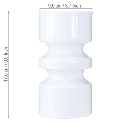 Artikel Metall Blumenvase in Creme Weiß Emaille Ø9cm H17,5cm