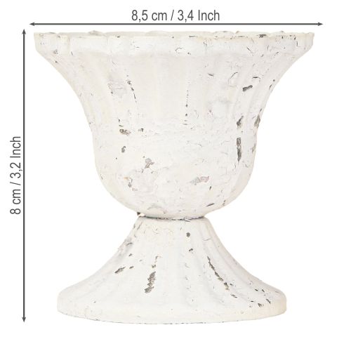 Floristik24 Metall Deko Pokal klein Shabby Chic Weiß Ø8,5cm H8cm 2St