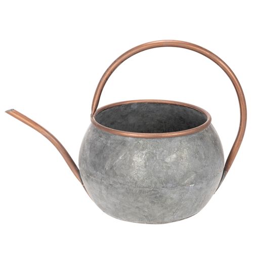 Metall Dekokanne Vintage Landhausstil, Gartendeko Gießkanne zum Bepflanzen, Silber Kupfer L41cm Ø26cm H30cm | Floristik24.de