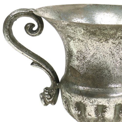 Floristik24 Metall-Pokal Antiker Look Silber Ø12,5cm H16,5cm
