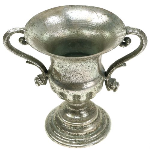 Floristik24 Metall-Pokal Antiker Look Silber Ø12,5cm H16,5cm